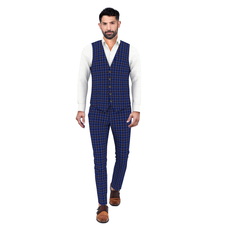 Ocean Valley Blue Checks Waistcoat