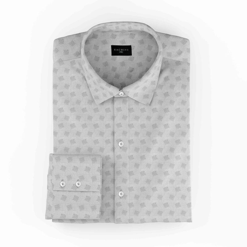 Cubes on a Cliff Light Grey Printed Shirt