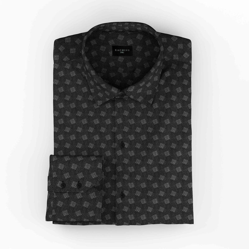 Cubic Cue Charcoal Grey Printed Shirt