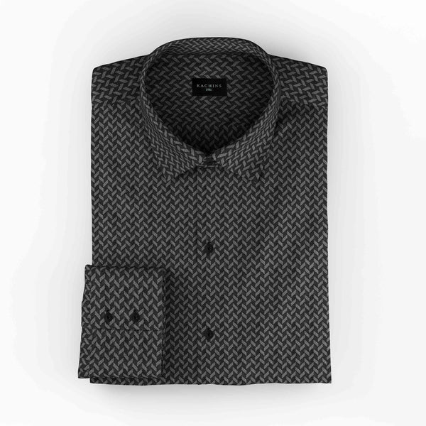 Storm Grey Charcoal Printed Shirt