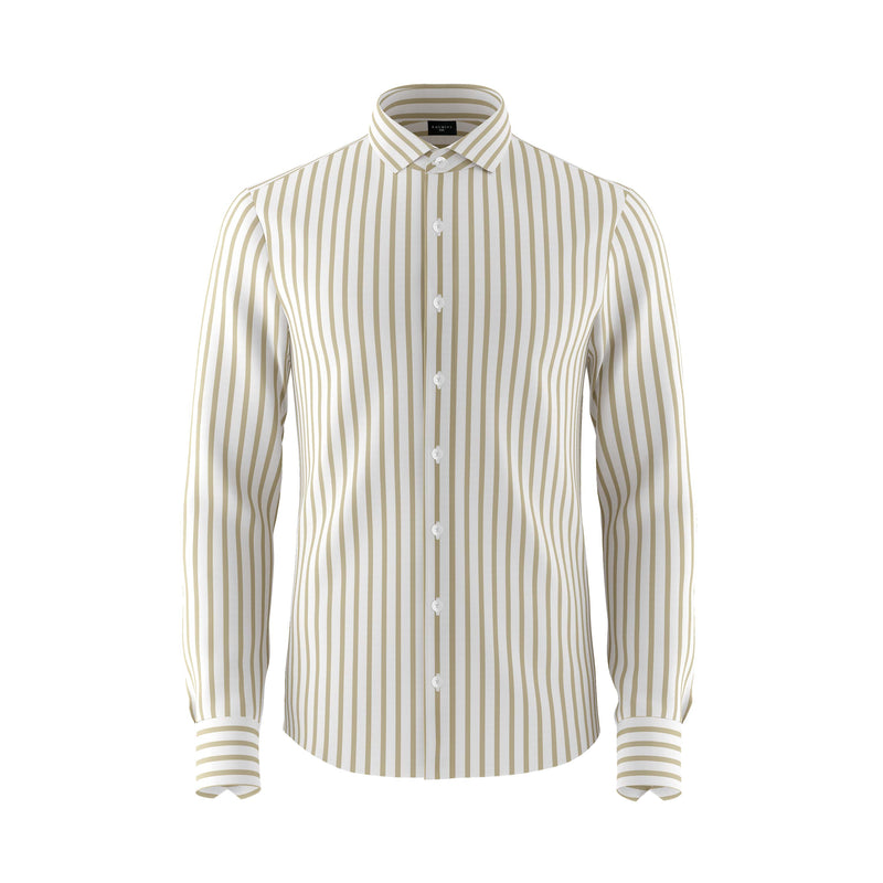 Coco Classy Beige Striped Linen Shirt