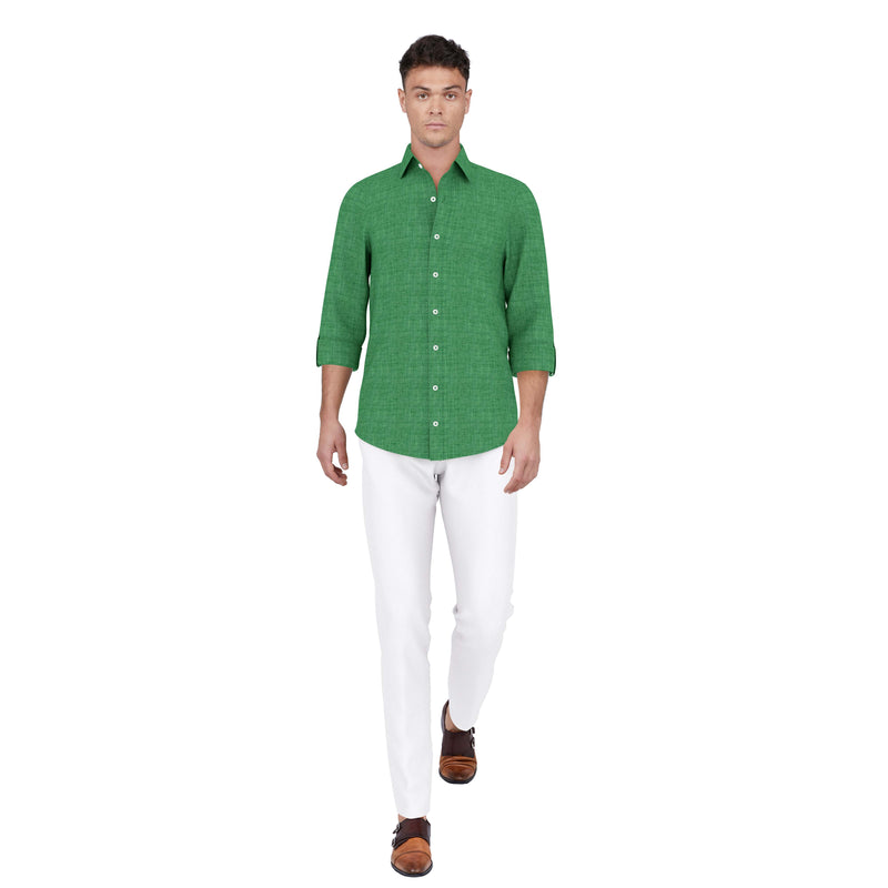 Tropical Tides Green Linen Shirt