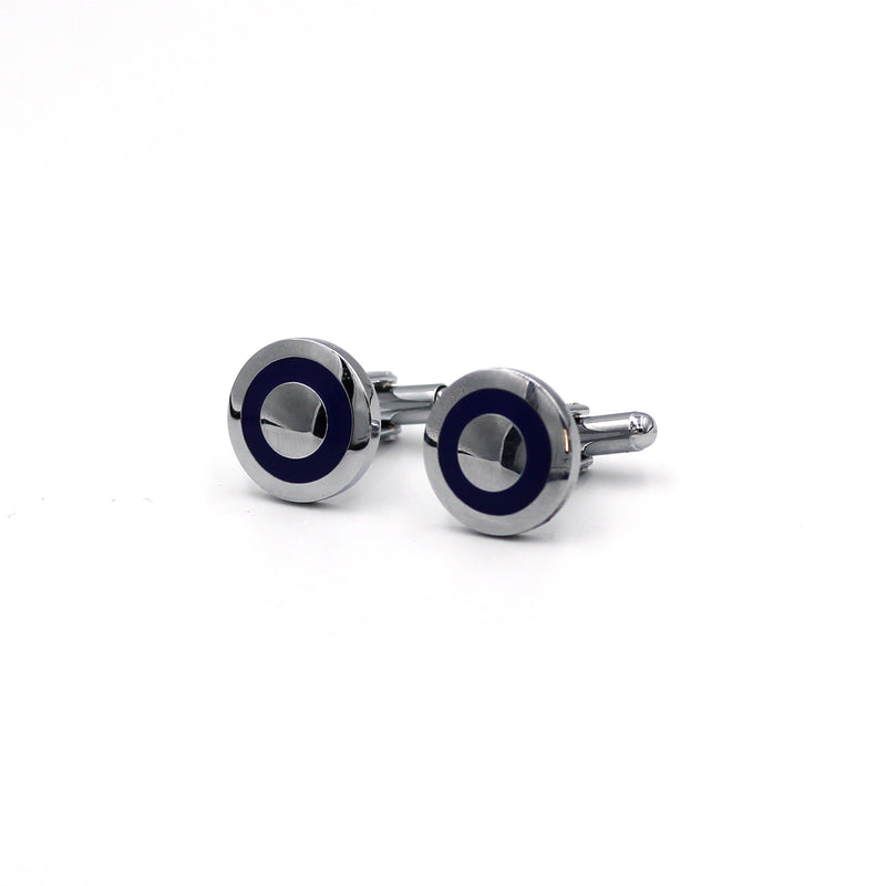Silver & Blue Round Cufflinks