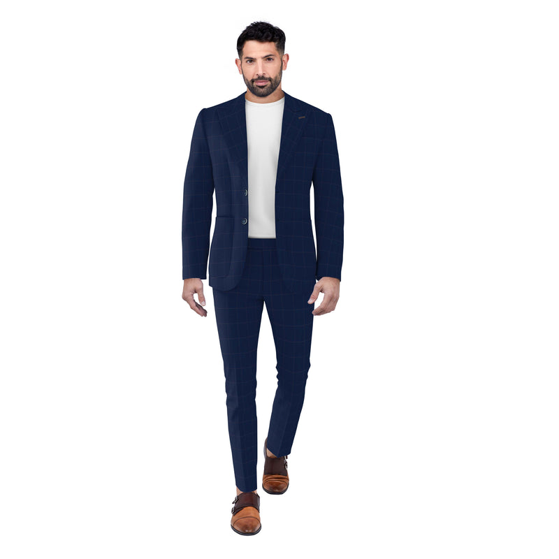 Ultramarine Blue Checks Holland & Sherry Suit