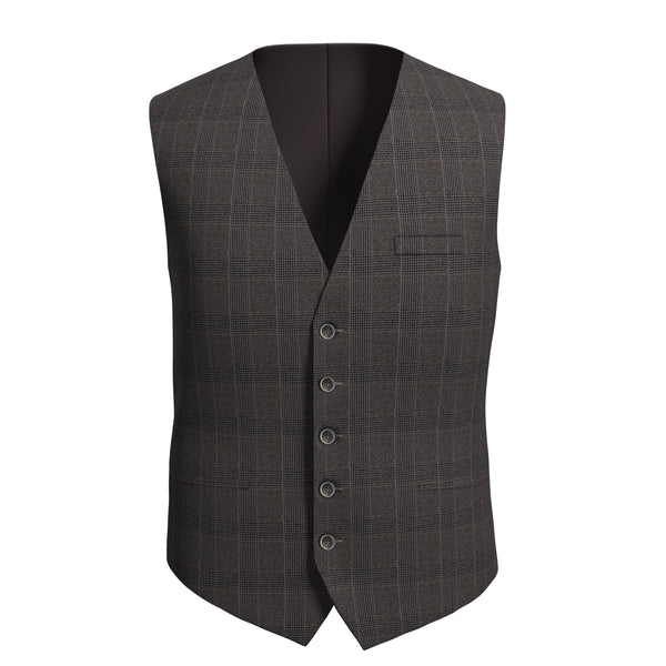 Sable Shield Brown Checks Waistcoat